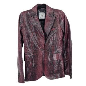 Zendaya Lambs Leather Blazer Jacket S Wine Snake 2019 Runway Limited Edition